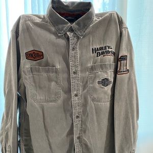 Harley-Davidson Button Up Shirt, Men’s, Gray, Size Large, Long Sleeve